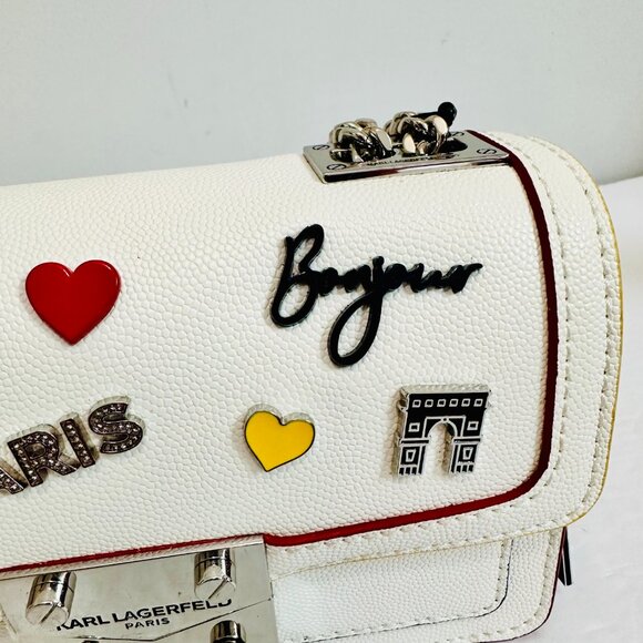 KARL LAGERFELD PARIS STUDDED EMBELLISHED RHINESTONE SMALL CROSSBODY BAG - Picture 13 of 14